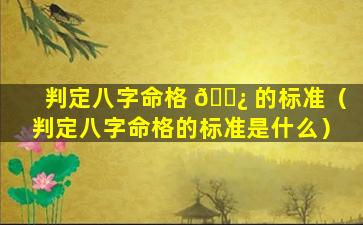 判定八字命格 🌿 的标准（判定八字命格的标准是什么）
